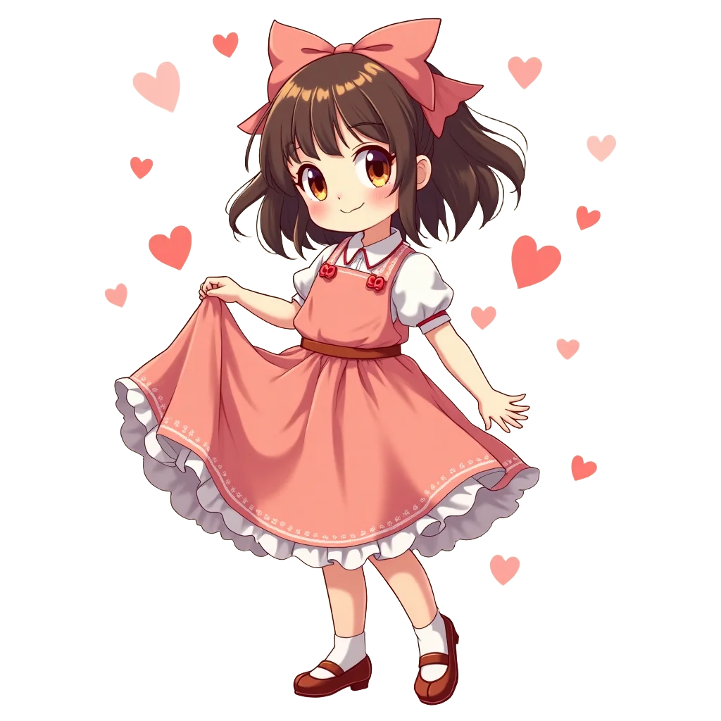 Charming Anime Girl in Pink Dress